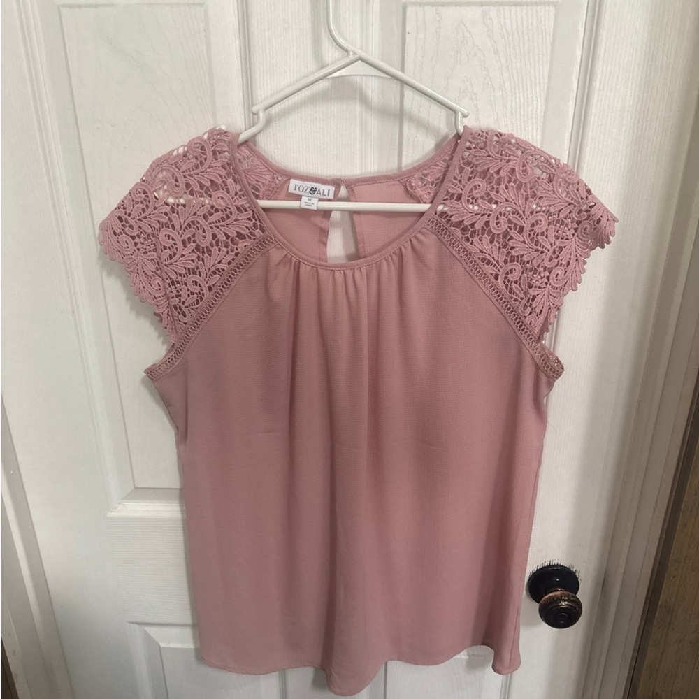 Torrid Pink Lace Sleeve Women's Top